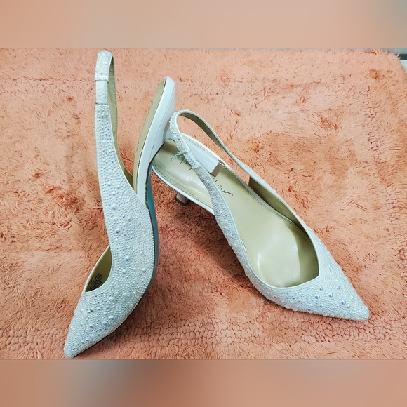 Betsey Johnson Slingback Pearl Rhinestone Heels - Picture 6 of 8
